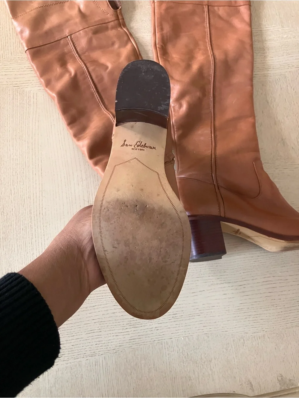 Sam Edelman JOPLIN Over-the-Knee Leather Riding Boots in Cognac Size 9.5M